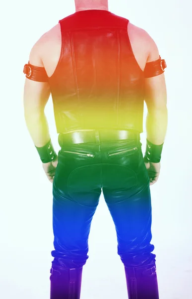 Trasero de cuero con colores de arco iris para el orgullo gay —  Fotos de Stock