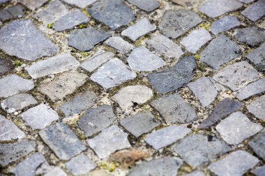 gri cobblestones ile geçit, yakın çekim