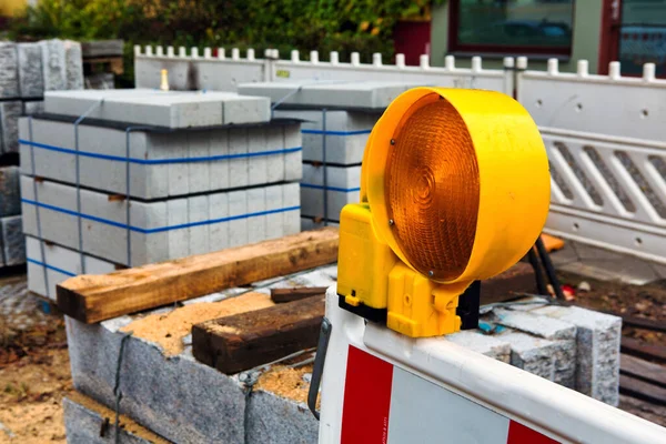 Nahaufnahme Einer Warnlampe Einer Baustelle — Stockfoto