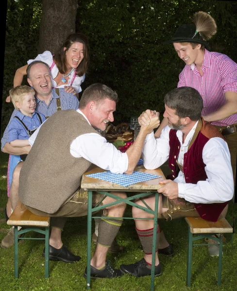 Bavarian family in the park — Stock Photo, Image