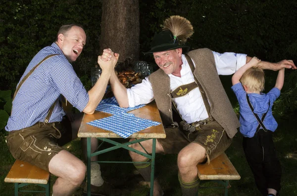 Two bavarian men and a boy — Stock Photo, Image