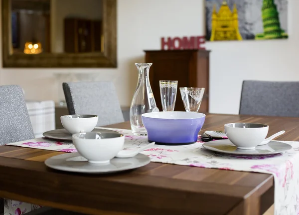 Table with dishes — Stock Photo, Image