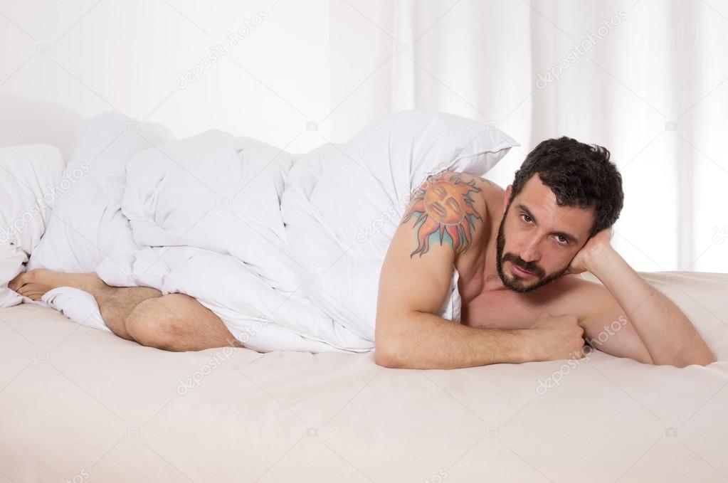 man in bed