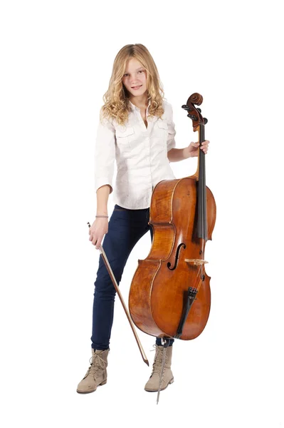 Girl with cello — Stock Photo, Image