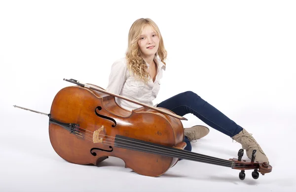 Girl with cello — Stock Photo, Image