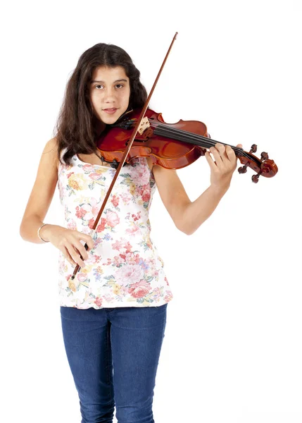 Young girl plays the violin — Stock Photo, Image