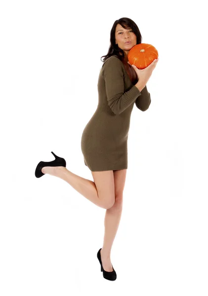 Mujer con calabaza — Foto de Stock