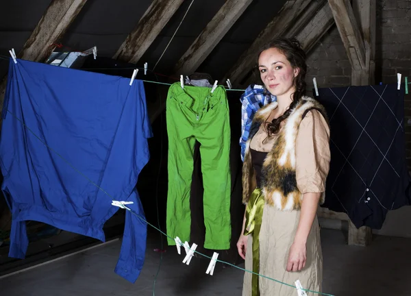 Cinderella doing laundry — Stock Photo, Image