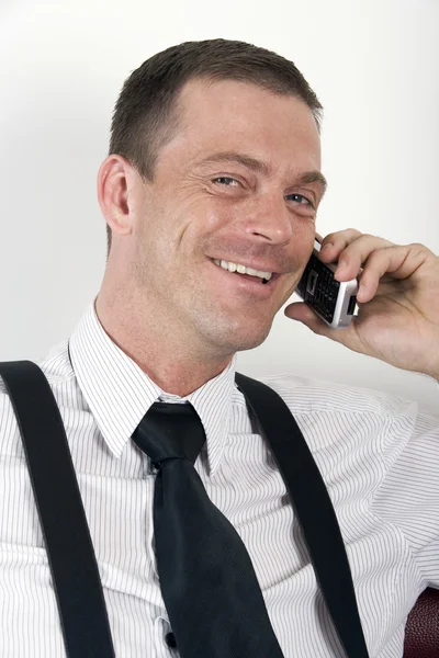 Portrett av forretningsmann på telefon – stockfoto