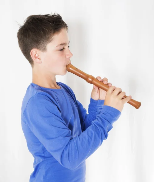 Boy with flute — Stock Photo, Image