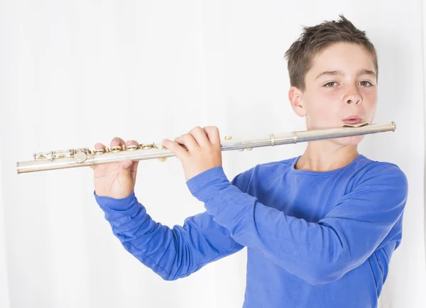 Boy with flute — Stock Photo, Image