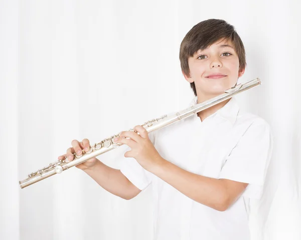 Boy with flute — Stock Photo, Image