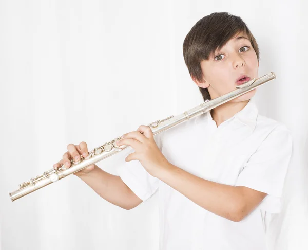 Boy with flute — Stock Photo, Image