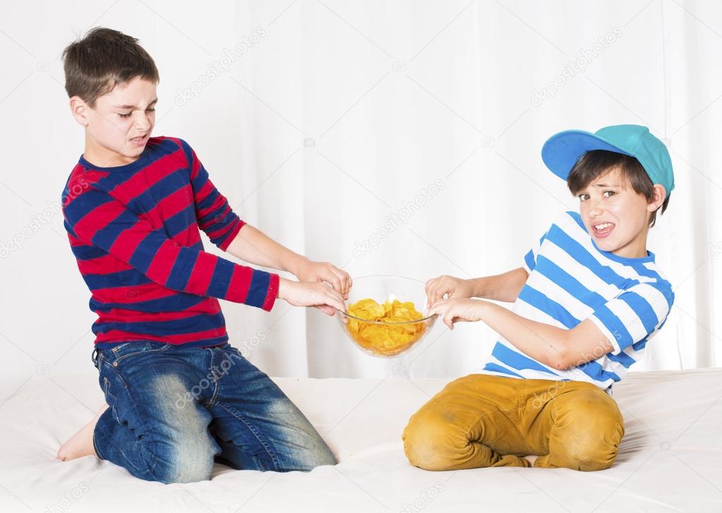 two boys fighting