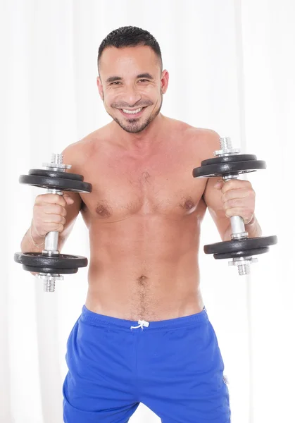 Man met dumbell — Stockfoto