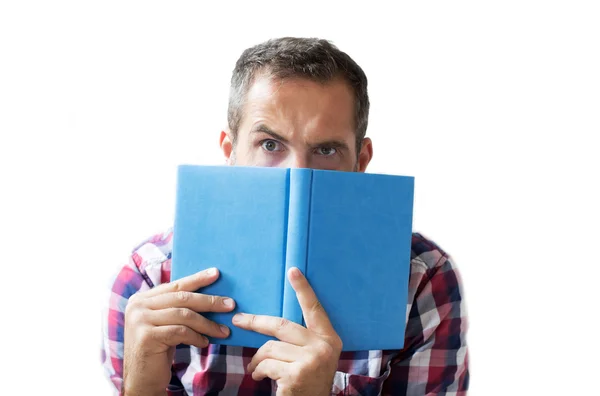 Man met boek — Stockfoto