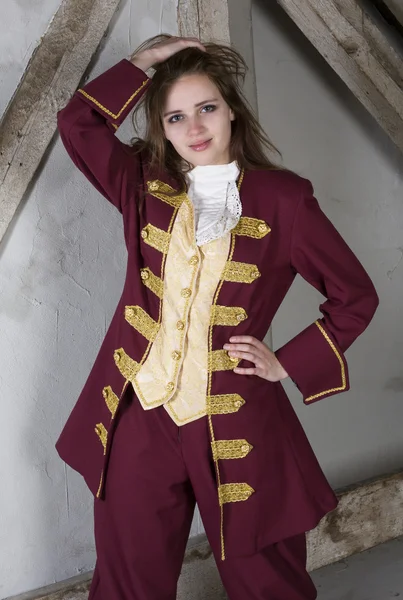 Young woman dressed as a prince — Stock Photo, Image