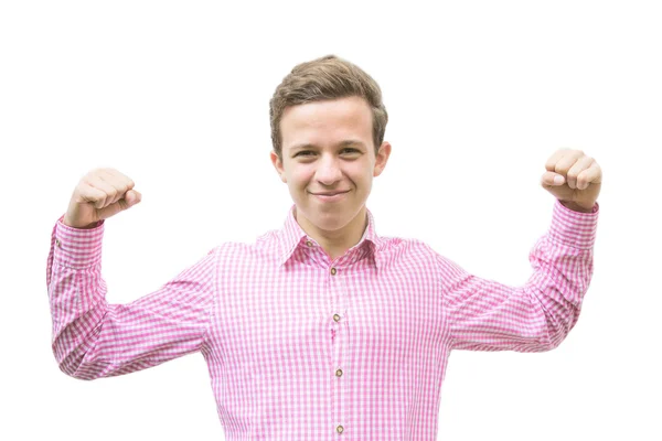 Boy flexing his muscles — Stock Photo, Image