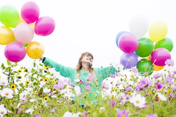 Chica con globos — Foto de Stock