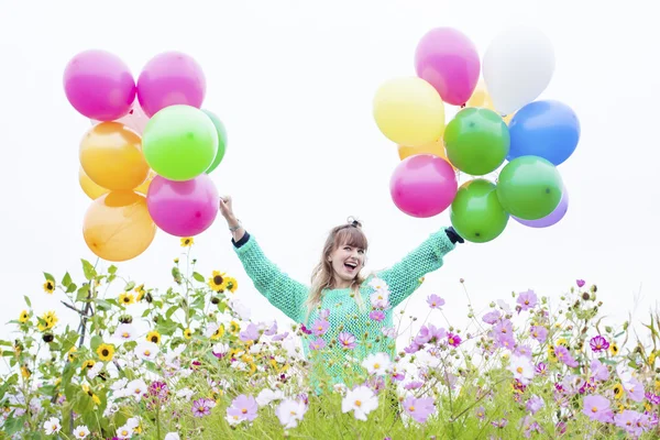 Chica con globos —  Fotos de Stock