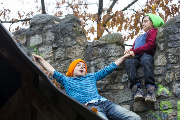 Two boys on playground — Stock Photo, Image