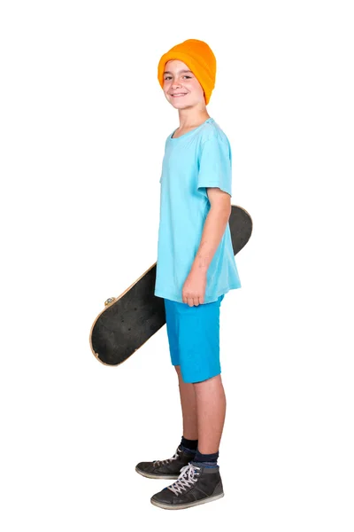 Jongen met een skateboard — Stockfoto