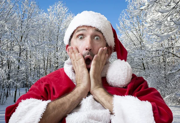 Surprised Santa Claus in the snow — Stock Photo, Image
