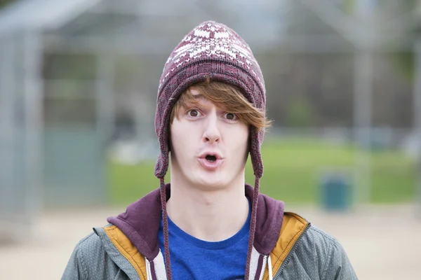 Portrait of a young man with a hat — Stock Photo, Image