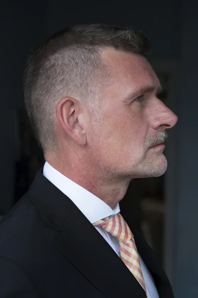Profil d'un homme d'affaires moustachu — Photo