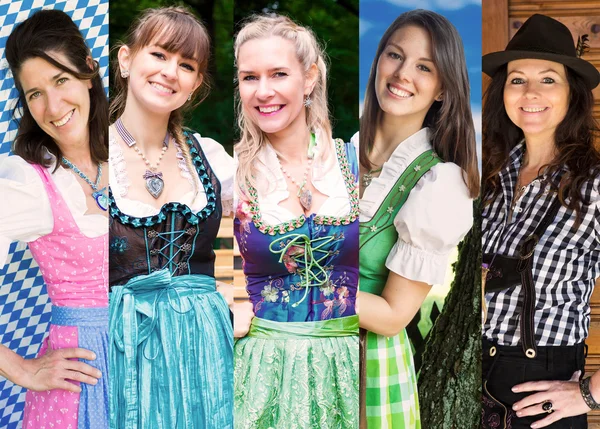 组的妇女穿着巴伐利亚裙 — 图库照片