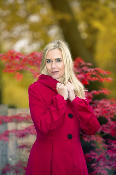 Mujer rubia en un parque en otoño —  Fotos de Stock