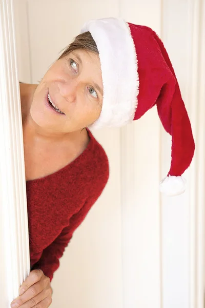 Portrait of woman with Santa hat — Stock Photo, Image