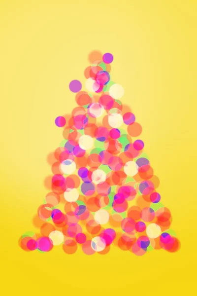 Χριστουγεννιάτικο δέντρο φώτα σε κίτρινο φόντο — Φωτογραφία Αρχείου