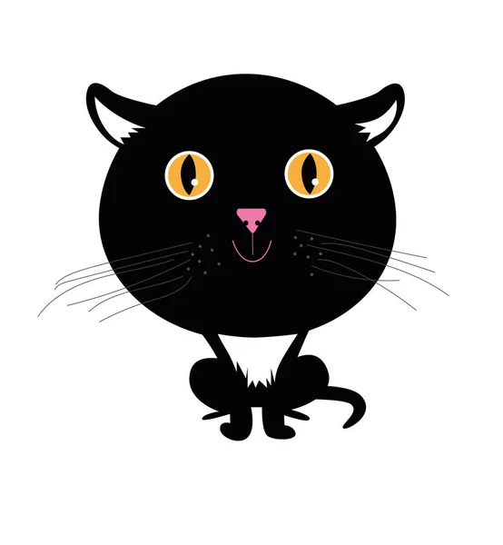 Pequeno Gatinho Preto Fundo Branco — Vetor de Stock