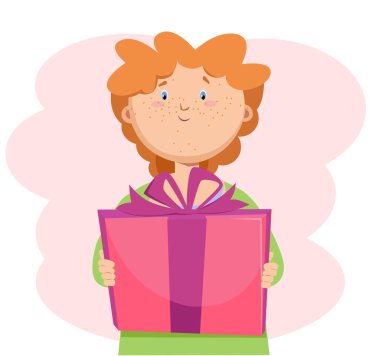 Kız elinde bir hediye tutar