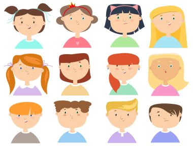 Çeşitli Çizgi Film Çocukları Vesikalık Fotoğrafları Koleksiyonu