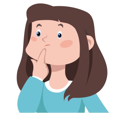 Düşünceli genç bir kız kafasını kaldırıp düşünüyor. Düşünceli bir çocuğun bir karar verirken portresi..