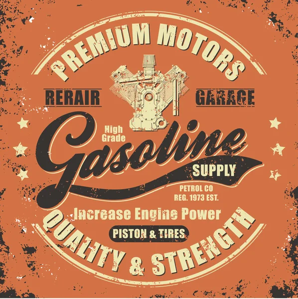 Etiqueta retro gasolina Vintage — Vector de stock