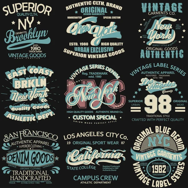 Jeans-Typografie, T-Shirt-Grafiken — Stockvektor