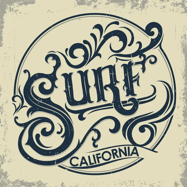 Camiseta de surf diseño gráfico — Vector de stock