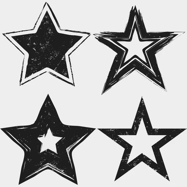 Grunge stars black and white collection — Stock Vector