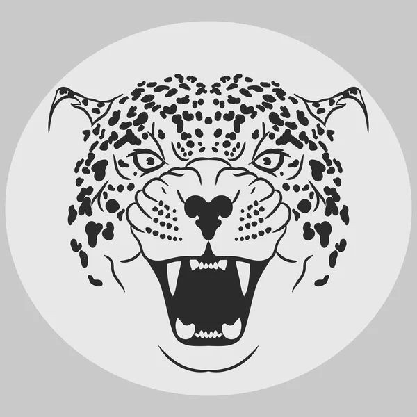 Retrato de leopardo. Enojado salvaje grande gato — Vector de stock