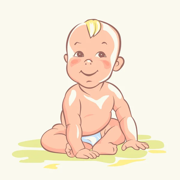 Bebé, lindo niño, niño feliz — Vector de stock