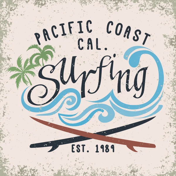 Surfing t-shirt grafisk design — Stock vektor