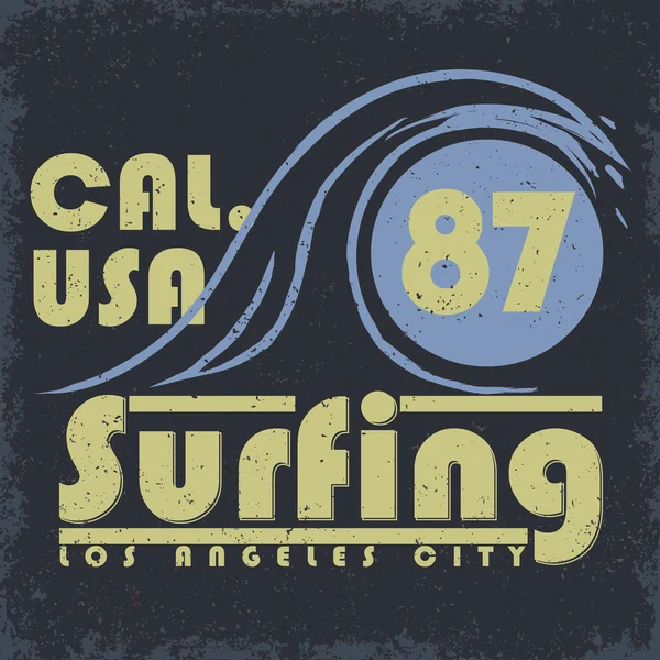 Surfing t-shirt grafisk design — Stock vektor