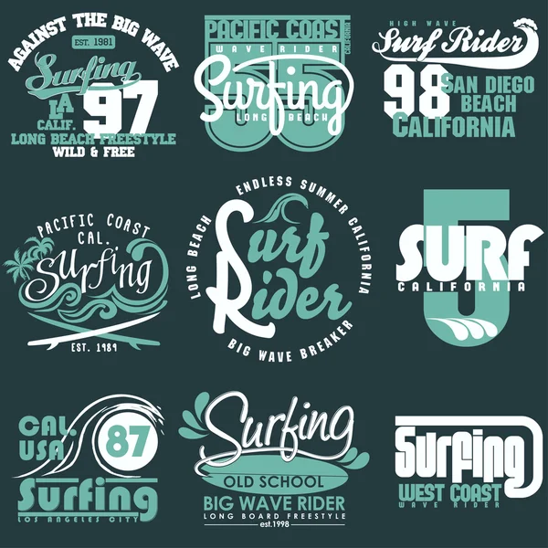 Design gráfico de t-shirt de surf —  Vetores de Stock