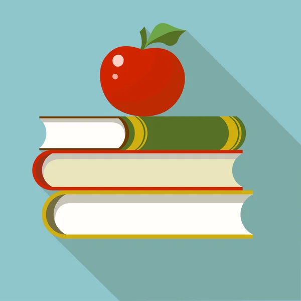 Libros con manzana plana — Archivo Imágenes Vectoriales