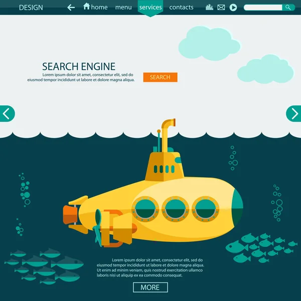 Denizaltı denizaltı. SEO Web sitesi şablonu — Stok fotoğraf