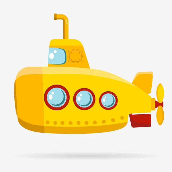 Submarino amarillo con periscopio — Vector de stock