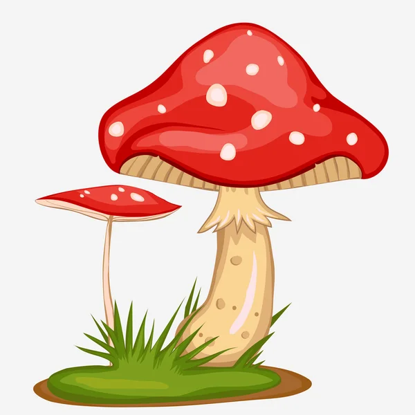 Kartun jamur merah - Stok Vektor